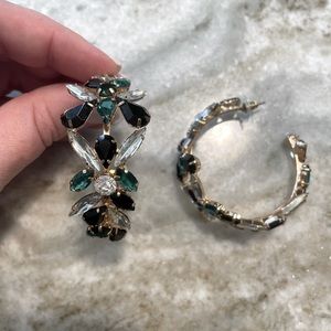 Aldo, gold green and black hoop earrings